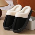 thumbnail image 3 of Zapatillas peludas de suela gruesa para mujer, pantuflas de algodón con puntera cálida y suela gruesa para ventana exterior, otoño e invierno, 3 of 5