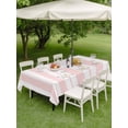 thumbnail image 4 of Outdoor Tablecloth with Umbrella Hole for Patio/Picnic/Party/Camping, Pink Striped Waterproof Table Cloth Rectangle Table Cover Washable, Blue Geometric Line Stripes Farmhouse (60"x 84"), 4 of 9