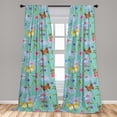 thumbnail image 4 of Ambesonne Spring Curtains, Butterflies Dots Flowers Art, Pair of 28"x84", Pale Redwood Seafoam, 4 of 5