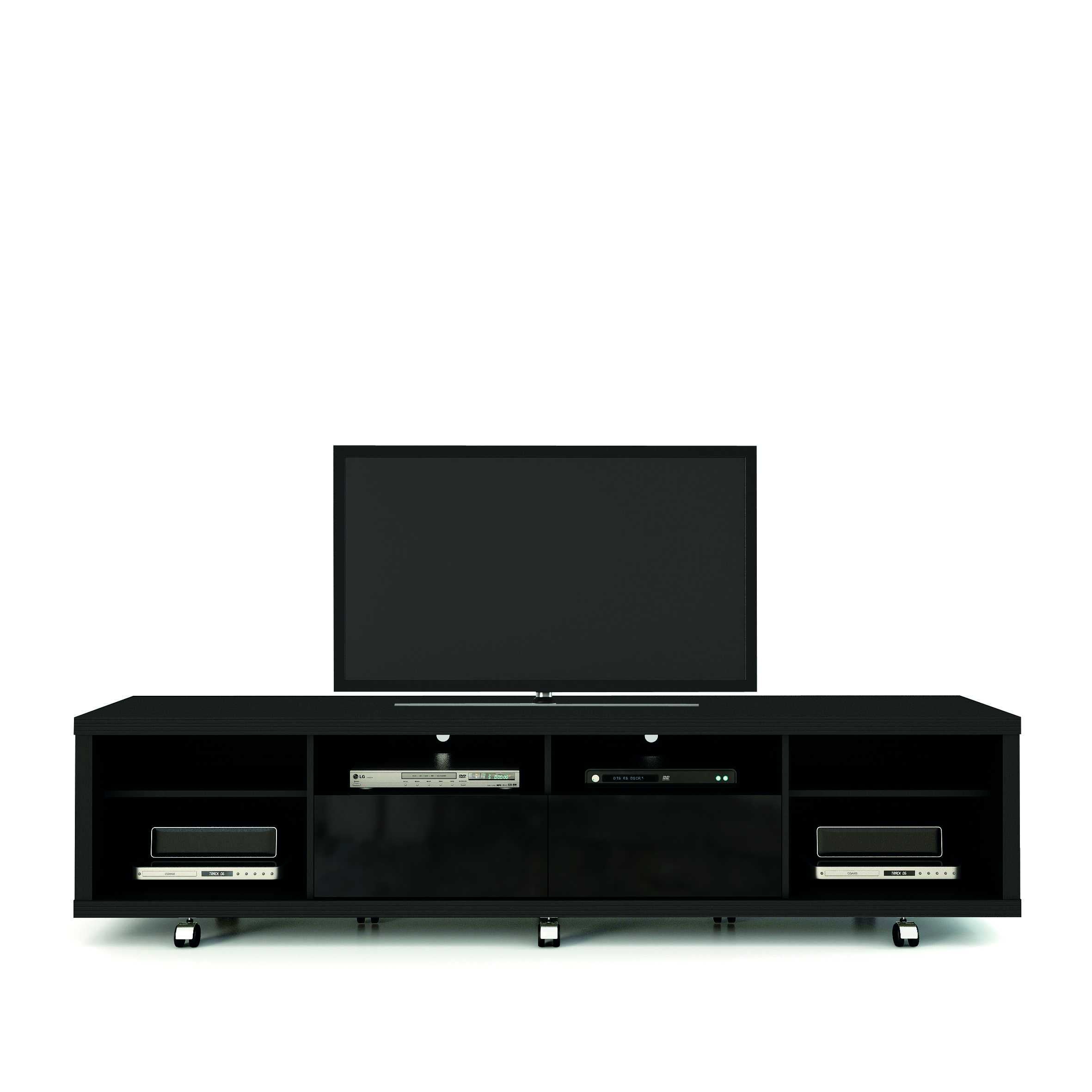Homeroots Office Tv Stand 2 In Black Gloss And Matte