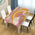 thumbnail image 4 of Yayeee Tablecloths 60" x 60" Rectangle Wrinkle Resistant Party Table Cover, Purple Retro Rainbow, 4 of 8