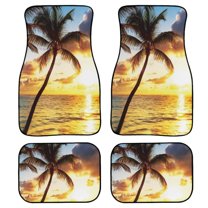 Renewold Hawaiian Palm Tree Gold Blue Automotive Car Floor Mat for Car SUV Truck Auto Floor Mats 4 Pcs Universal Fit, Auto Interior Accessories Car Interior Decoration