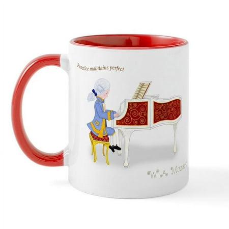 

CafePress - Practice Maintains Perfect Mozart Piano Mug - 11 oz Ceramic Mug - Novelty Coffee Tea Cup