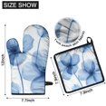 thumbnail image 6 of Blue Pioneer Flower Kitchen Oven Mitt and Pot Holder Sets 4 Pcs for Baking, Cooking and Grilling, Heat Resistant Up To 392 °F, 6 of 7