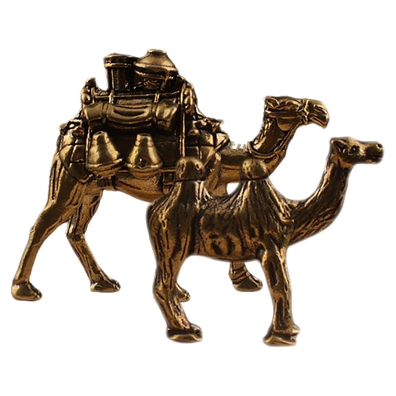 WEUVEB 2Pcs Golden Vintage Camel Figurines Eid Mubarak Ramadan Home Decor Middle East Style Decorative Ornaments