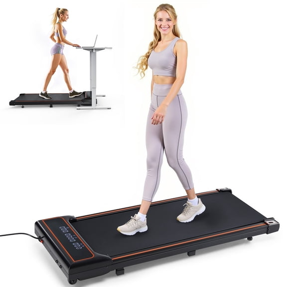 Compact Treadmill for Small Spaces, Quiet Under-Desk Walking Pad, Slim & Portable Design for Home Office Workouts, Easy to Store, Ideal for Apartments and Work-from-Home Fitness, Black