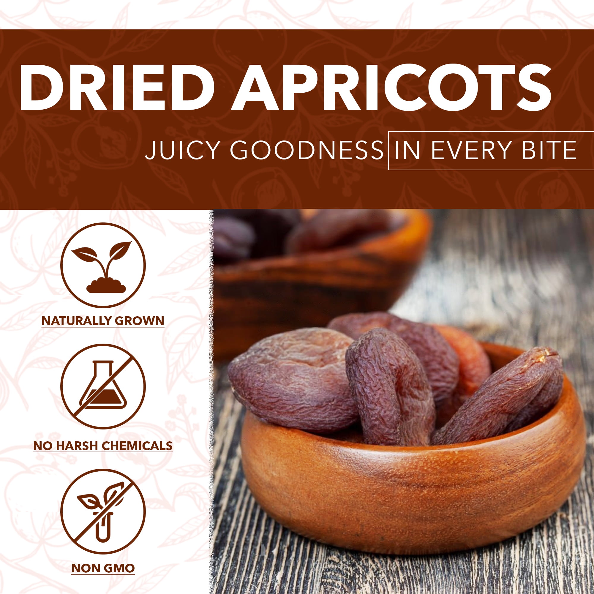  NUTS U.S. – Dried Apricots, Jumbo Size Turkish Apricots, No  Added Sugar & Color, Chewy and Juicy Texture, Non-GMO and No Added Flavor