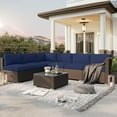 thumbnail image 6 of SUNCROWN 7-Piece Outdoor Sectional Sofa Set Wicker Patio Furniture Conversation Set with Dark Blue Cushions, 6 of 9