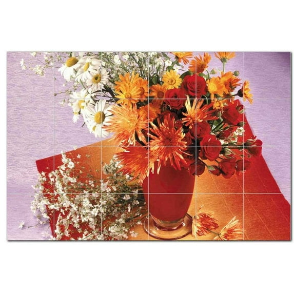 Flower Photo Ceramic Tile Mural Kitchen Backsplash Bathroom Shower, 404885-M64