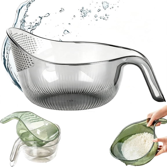 Multifunctional Kitchen Strainer,Rice Cleaner with Handle,Fruit Washing Bowl,Fine Holes Fast Draining Kitchen Colander for Grains,Vegetables