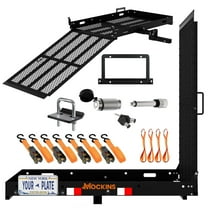 Mockins 48"x28.5"x4" Wheelchair Hitch Carrier with Ramp, License Plate Bracket and Trailer Hitch Rack Accessories