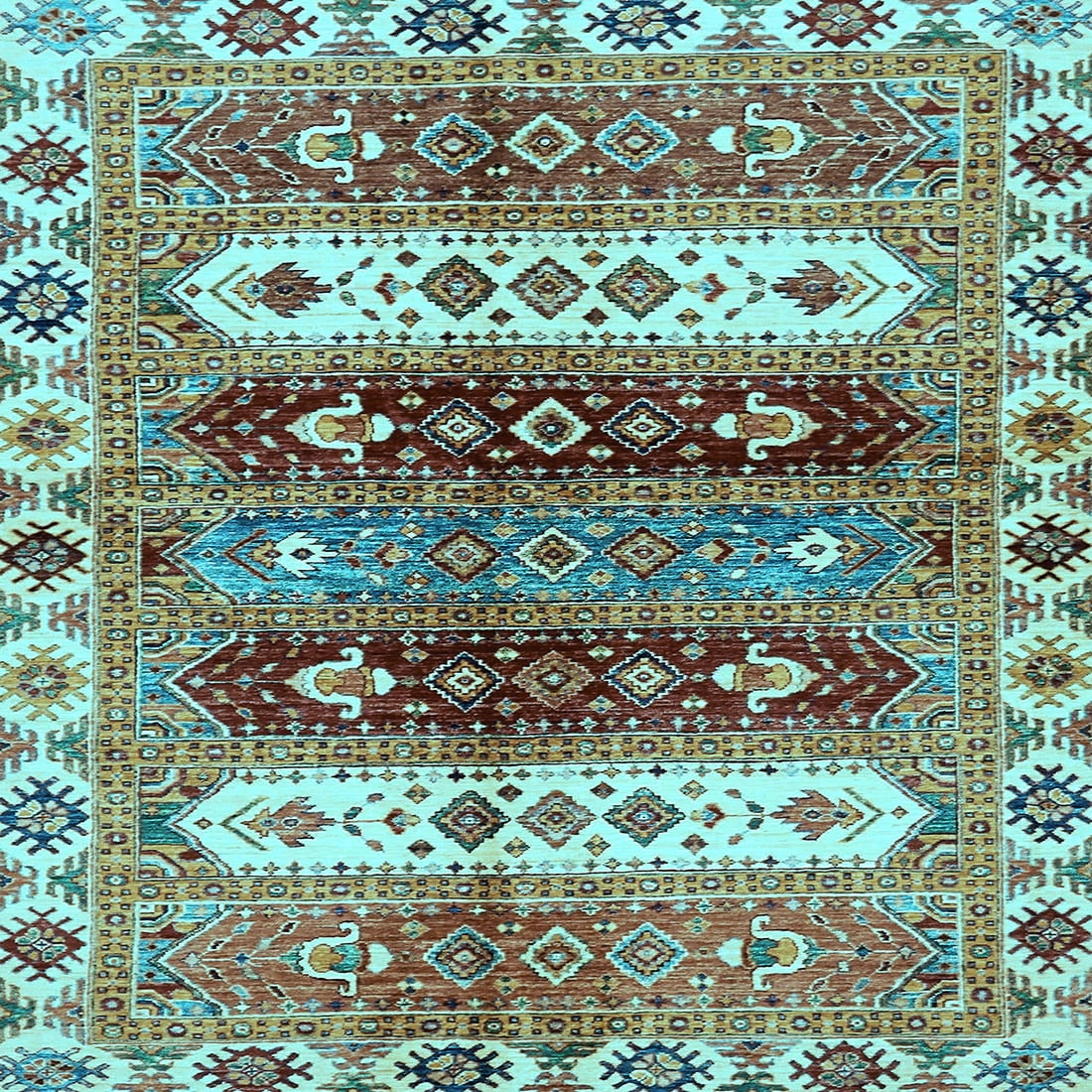 Ahgly Company Indoor Square Abstract Light Blue Modern Area Rugs, 4 ...