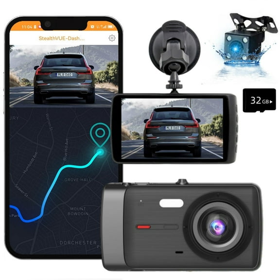 Hwkond Dash Cam 4 Inch IPS Dash Cam Lens Car Dvr HD 1080P With Backup Rear Camera Registrar Night Vision Car Video Recorder on Clearance
