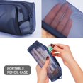 thumbnail image 3 of Bolsa de malla para bolígrafos Colorlife, paquete de 3, con cremallera, multifuncional, transparente, organizador de lápices, bolsa de almacenamiento para suministros de oficina, cosméticos,, 3 of 7