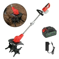 TeqHome Electric Garden Tiller and Cultivator Cordless Tiller for Gardening 4 Blades 16 Steel Tines 550W 300PRM 9in Width 9in Depth Garden Cultivator for Gardening