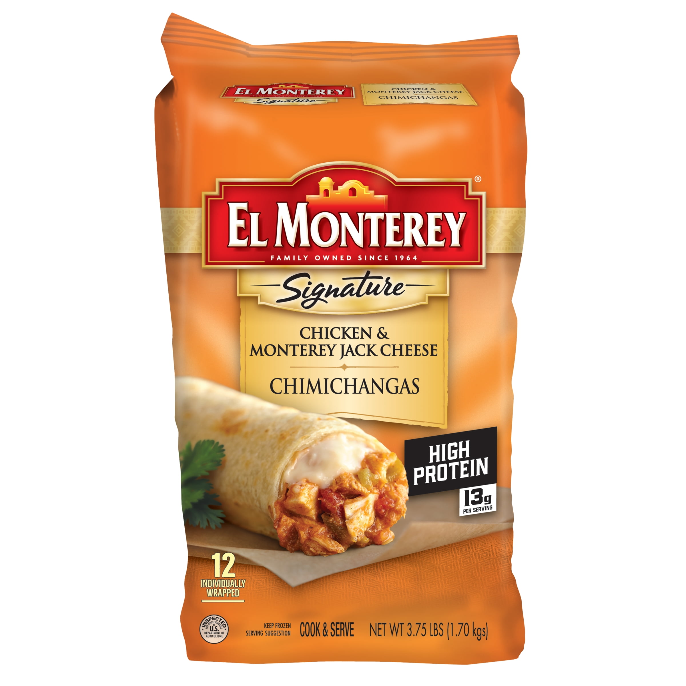 El Monterey Signature Chicken Monterey Jack Cheese Chimichangas 12 ct