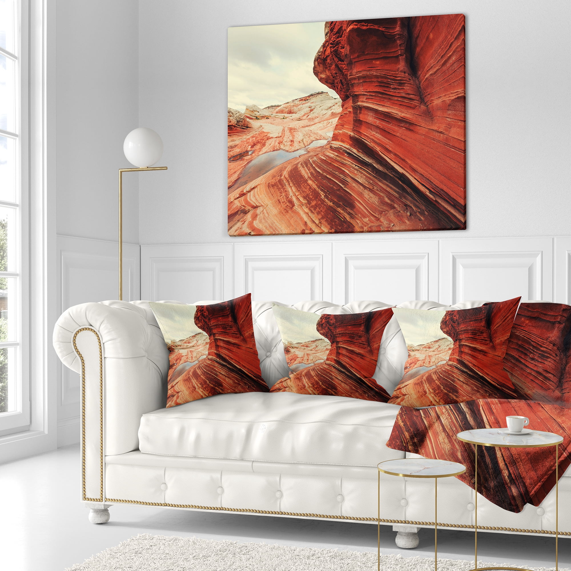Designart Vermillion Cliffs Lake View - Landscape Printed Throw Pillow - 18x18