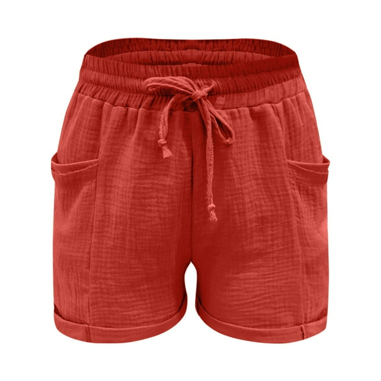 QACOHU Women's Summer Shorts - Elastic Drawstring Waist, Casual Loose Fit With Pockets