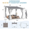 thumbnail image 6 of AECOJOY 10’ x 10' Wall Monuted Lean to Gazebo with Netting and Curtain Outdoor Hardtop Gazebo Aluminum Metal Pergola ​For Garden, Patio, Backyard-​White, 6 of 7