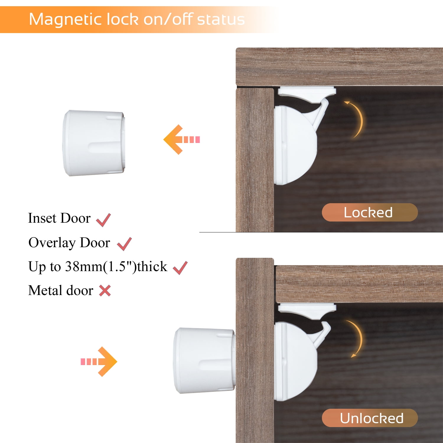 Magnetic Baby Proofing Cabinet Locks - Child Safety for Cabinets, Drawers & Cupboards - 16 Locks 3 Keys - No Drilling Easy Install