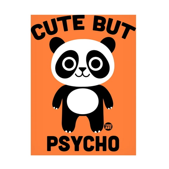 Canvas Wall Art - toddart 'Cute But Psycho Panda' Wall Art for Living Room, Bedroom, or Office Décor by Trademark Fine Art - 18 x 24 Inches