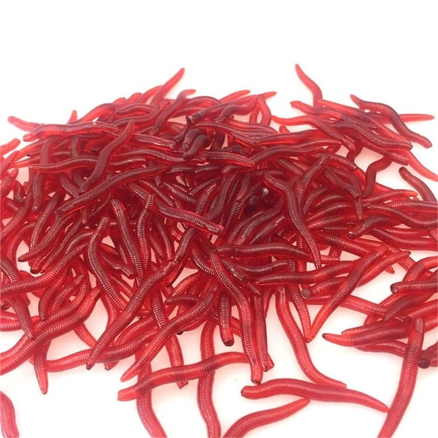Mefallenssiah 50Pcs Fishing Bait Soft Belly Chest fork Dice Simulation Earthworm