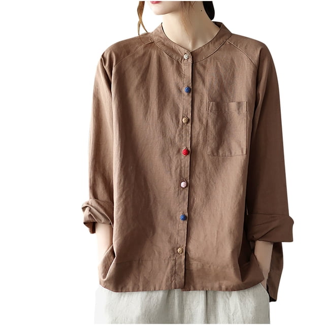 Fall Cameland Women's Solid Color Suit Jacket with Lapel Pockets Cardigan Top Jacket Blouses