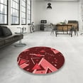 thumbnail image 4 of Ahgly Company Machine Washable Indoor Round Transitional Grapefruit Red Area Rugs, 5' Round, 4 of 7
