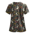 thumbnail image 6 of COMVALUE Easter Scrub Tops Women Short Sleeve V-neck Cute Bunny and Eggs Printed Scrubs Top Medical Nurse Uniforms with Pockets (Yellow, L), 6 of 7
