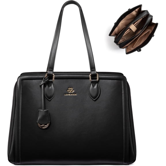 LOVEVOOK Laptop Bag for Women, Large Capacity Leather Computer Tote Bag, Waterproof Work Bags, Great Office Gifts for Women