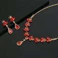 thumbnail image 4 of Juwaliy Women Bridal Jewelry Set Teardrop Crystal Necklace Earrings for Bride Bridesmaid Wedding Party Prom Gift-Red, 4 of 5