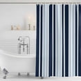 thumbnail image 4 of Navy Blue Waterproof Fabric Shower Curtain,Modern White Geometric Vertical Stripes Waterproof Fabric Shower Curtain for Bathroom Curtains Bathtubs Hotel Shower Curtains with 12 Hooks Standard 72x72, 4 of 8