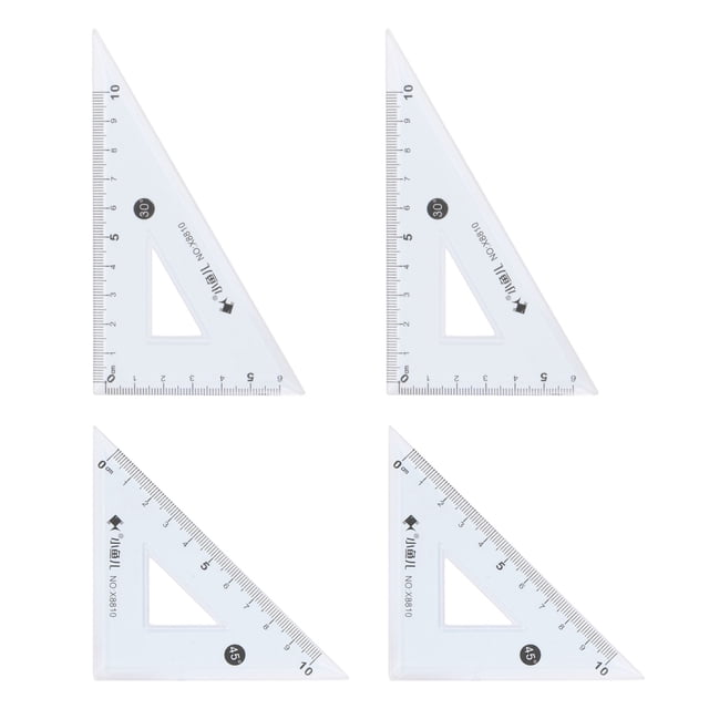 Unique Bargains Triangle Ruler Set, Polystyrene, 10cm, Blue, 4 Count