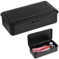 thumbnail image 1 of Metal Storage Box 8x4x2 Inches, Hinged Lid Steel Container for Craft Stamps Office Supplies & Tools, Rectangular Empty Organizer Box for Stationery Pegs & Accessories, 1 of 5