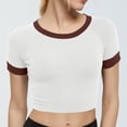 thumbnail image 2 of SAWOBUUN Women Contrast Cute Crop Tops Raglan Sleeves Round Neck Slim Fit Summer T Shirts, 2 of 5