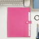 thumbnail image 1 of Carpeta organizadora de botones de plástico A4 | Almacenamiento de documentos para oficina y escuela | Azul cielo, rosa fuerte, verde, amarillo | 31 x 23 cm, 1 of 6