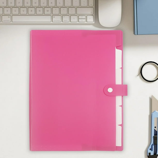Carpeta de plástico A4 con botones | Carpeta resistente para documentos | Azul cielo, verde, amarillo y rosa | Organizador de archivos para oficina, escuela, trabajo y uso doméstico