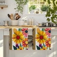 thumbnail image 4 of Spring Daisy Kitchen Towels Set of 2, Brown Modern Abstract Art Dots Floral Absorbent Dish Towels for Kitchen, Microfiber Hand Towel, Quick Drying Tea Towel for Cleaning Decorative Dishcloths, 4 of 7