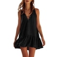 thumbnail image 2 of TAGOLD Womens Sleeveless V-Neck Dress Solid Color Loose Casual Dress Summer Outdoor Wear, 2 of 4