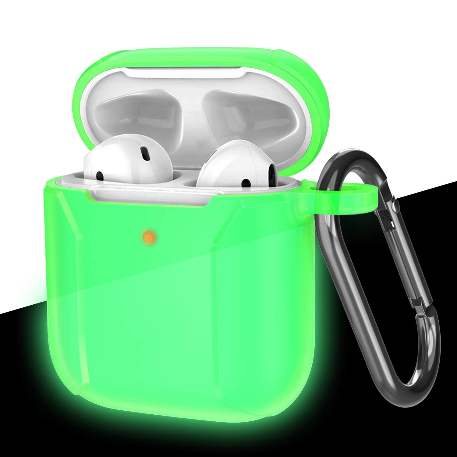 Compatible with AirPods and AirPods 2 Charging Case, [Front LED Visible] Fintie Premium Silicone Shockproof Protective Cover Skin with Keychain, Green-Glow in The - Walmart.com