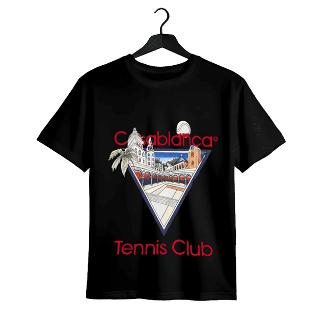 Men's Summer New Tennis Club Theme Casablanca Print Classic Trendy Short Sleeve Micro Stretch Round Neck Comfortable Breathable T-Shirt