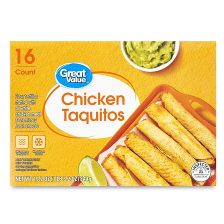Great Value Flour Chicken Taquitos, 19.2 oz, 16 Count