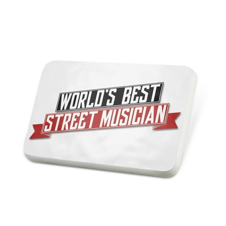Porcelein Pin Worlds Best Street Musician Lapel Badge –