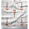 thumbnail image 1 of Soimoi White Moss Georgette Fabric Notes & Guitar Musical Instrument Print Fabric by Yard 42 Inch Wide, 1 of 5