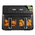 thumbnail image 1 of Nutrichef Double Basket Air Fryer 8.8 QT | Family Size Oil Free Airfryer with Transparent Window | 9-1 Preset Cooking Options | 360° Hot Air Circulation Technology | 4.4 QTs per Basket | Black, 1 of 5