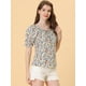 thumbnail image 3 of Allegra K Tops florales con volantes retro y manga raglán con cuello en forma de corazón para mujer blanco S, 3 of 5
