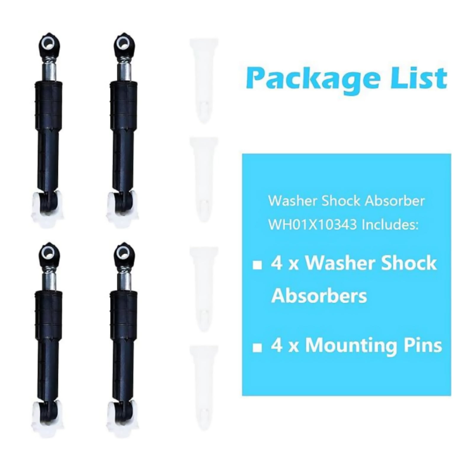 4pcs Washer Shock Absorbers for GE, Easy Replacement with Mounting Pins, High-Elasticity Parts for Quieter Laundry