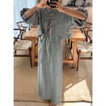 thumbnail image 6 of Women 2 Piece Skirt Sets Oversized Long Sleeve Top and Maxi Skirts Travel Vacation Set Gray L, 6 of 7