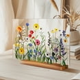 thumbnail image 2 of Acrylic Printed Desktop Display Floral Decoration Wooden Base Transparent Desktop Ornament, 2 of 7