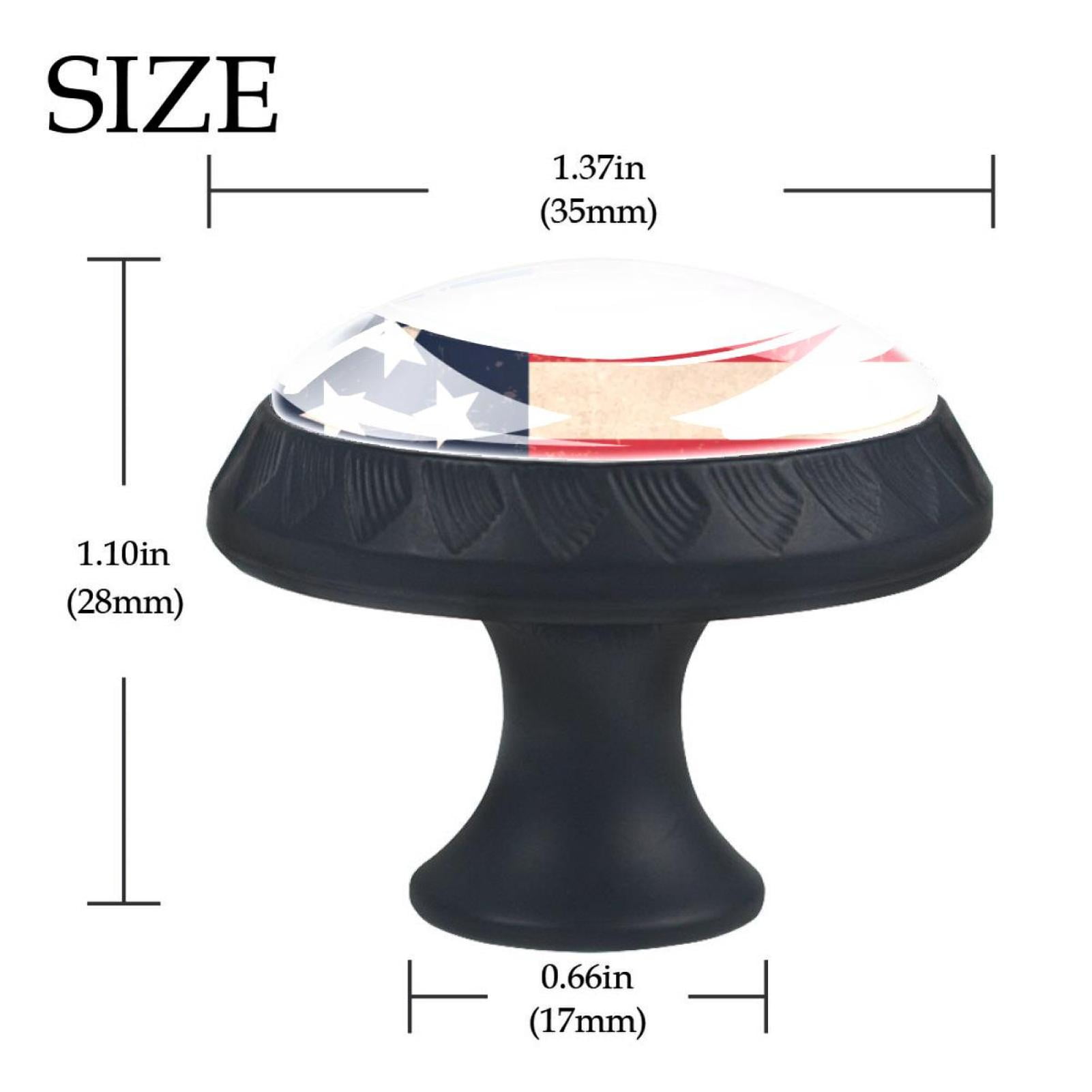 4 Pcs Patriotic American Flag Knobs for Kitchen Cabinet Cupboard Dresser Bookcase Drawer Pulls Handles Round Home Decor